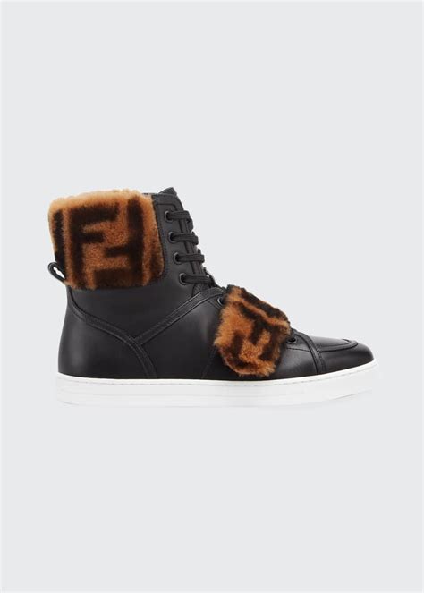 fendi mens sock sneaker on feet|Fendi shearling leather sneakers.